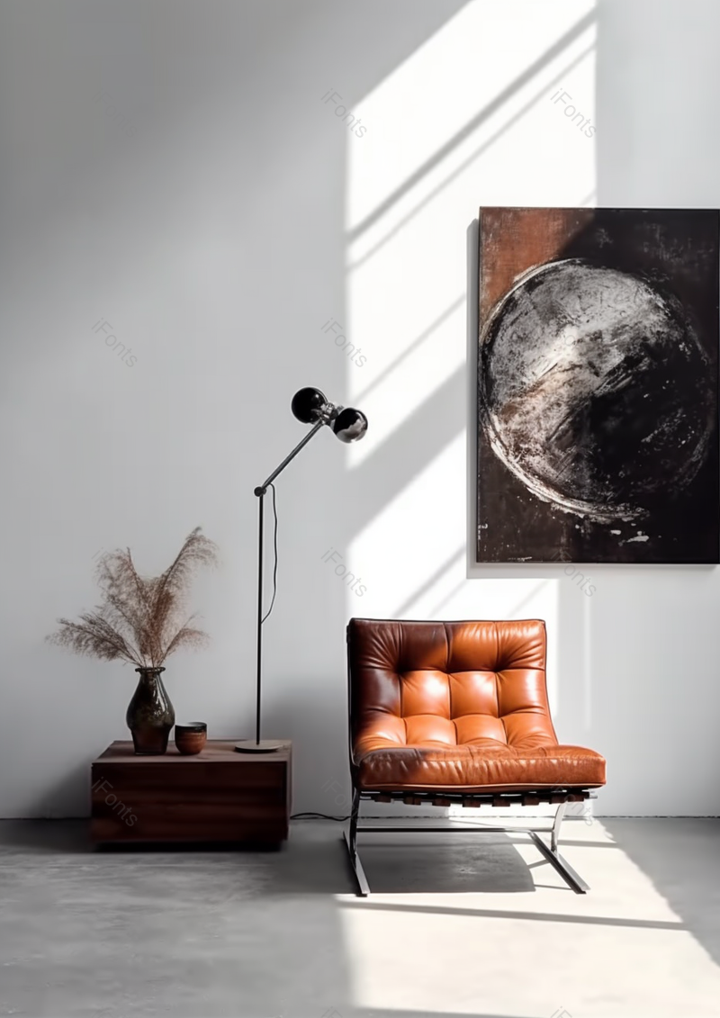 阳光照影白墙座椅挂画客厅一角拍摄,高清,摄影图,摄影图片,图片大全,摄影图免费下载